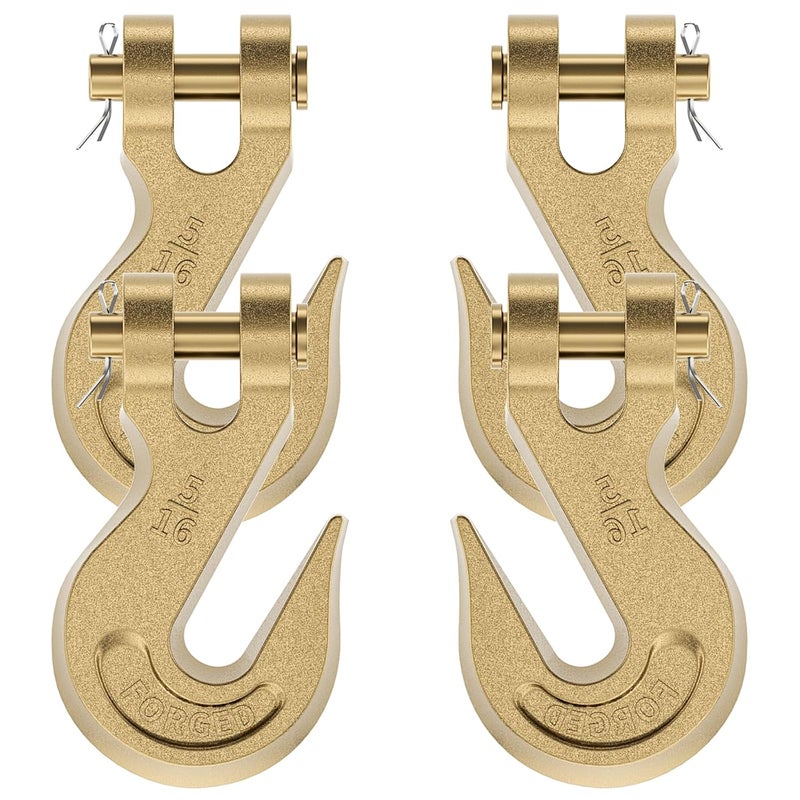 AODESTINY 5/16" Clevis Grab Hook, 4 Pack Heavy Duty Clevis Chain Hook for 5/16" Grade 70 Transport Chain, 5400LBS Load Capacity for Truck Trailer Tow Chain Transport Heavy Load - Image 1